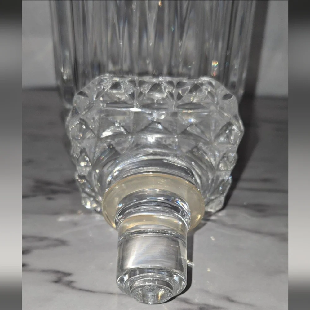 Vintage Diamond Cut Crystal Decanter with Diamond Cut Topper